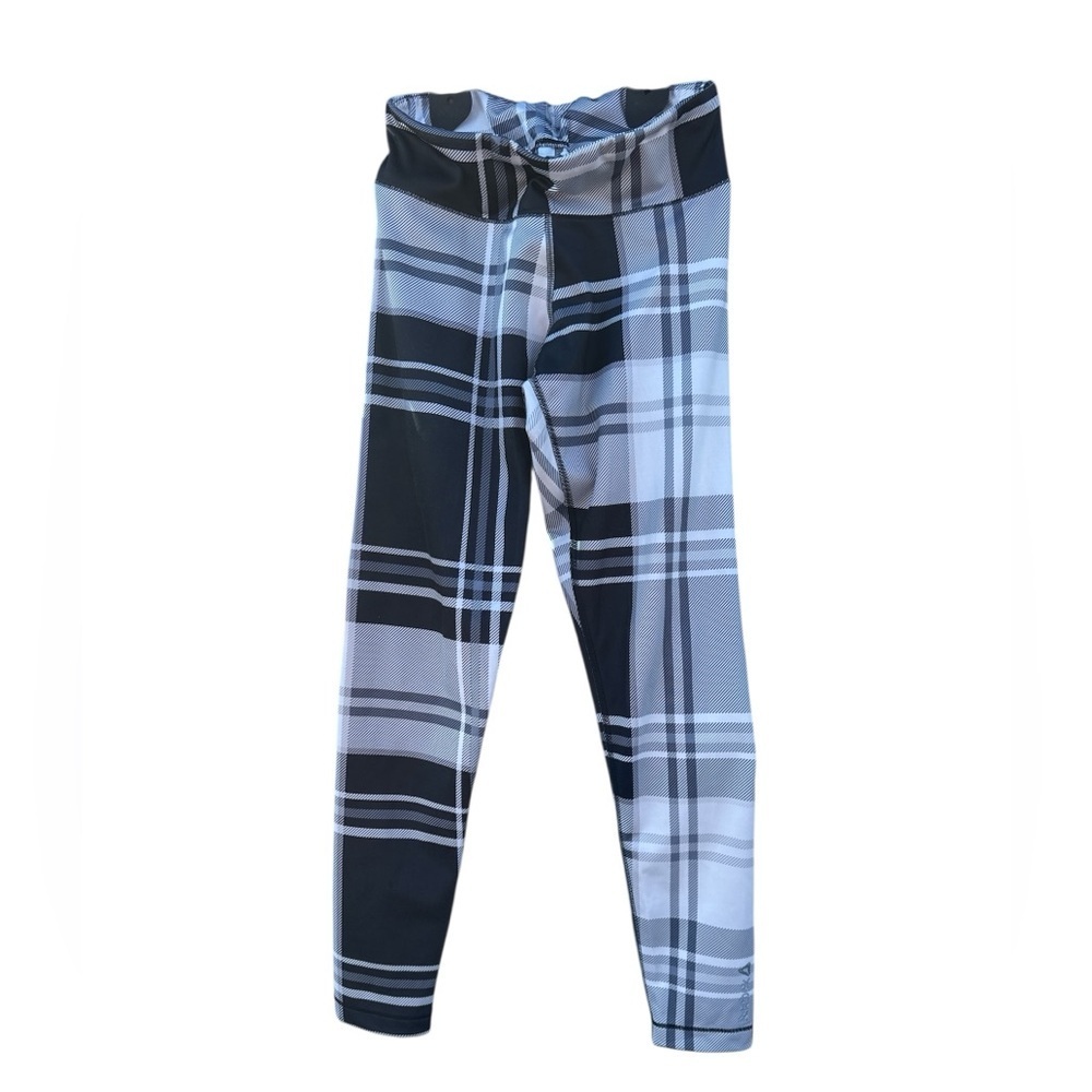 Reebok‎ PlayDry Plaid Athletic Leggings S Moisture-Wicking Stretch Gym Pants